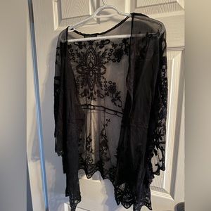 Short Black Lace Coverup